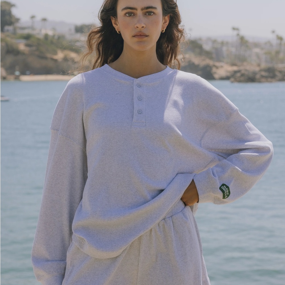 Daily Drills Oversized Thermal Henley/Shorts Set